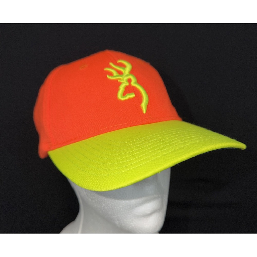 Browning Cap Safety 3D Buckmark Blaze Orange Yellow Brim(rare) NEW